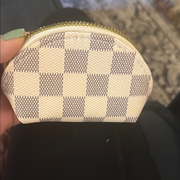 Checkered Beige and Brown Women's Coin Purse - Picture 1 of 1